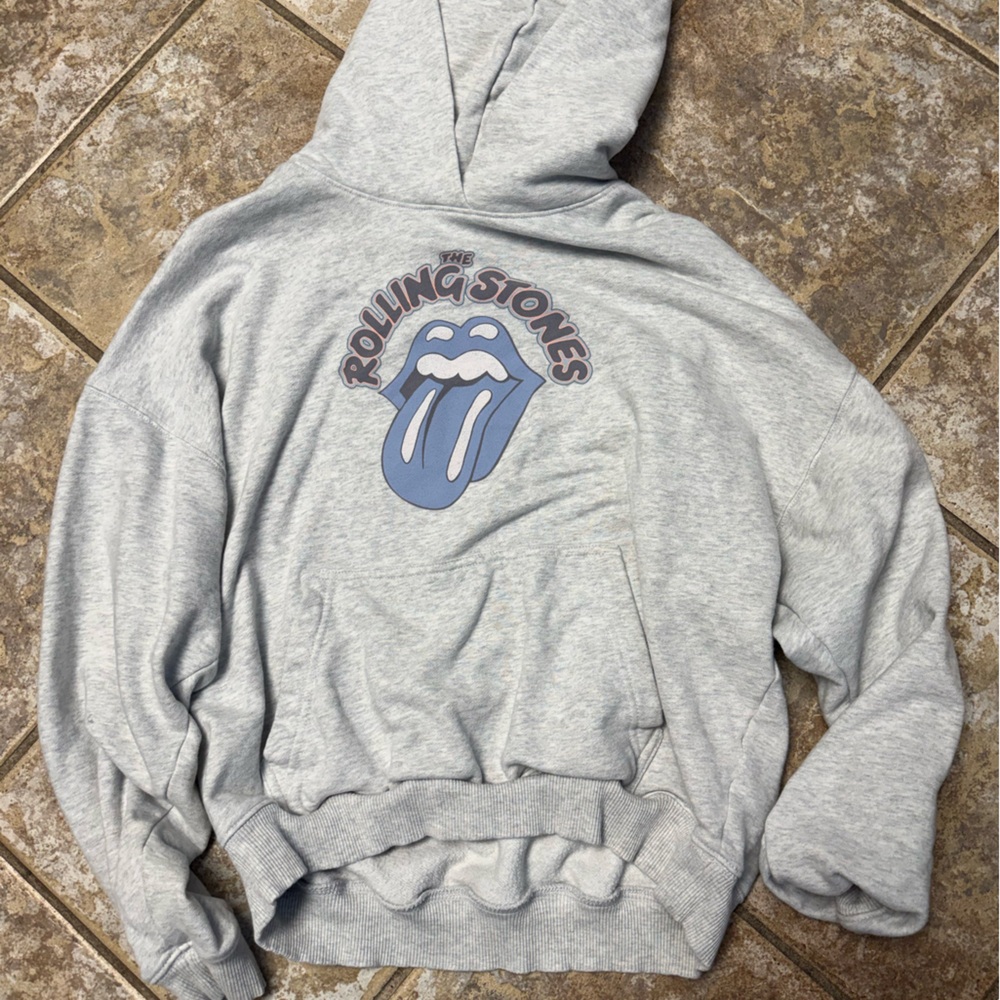 American Eagle Outfitters Rolling Stones Light Gray Hoodie